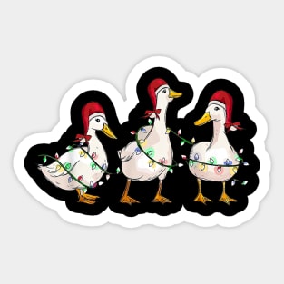 Duck Santa Hat Christmas Lights Silly Goose Xmas Sticker